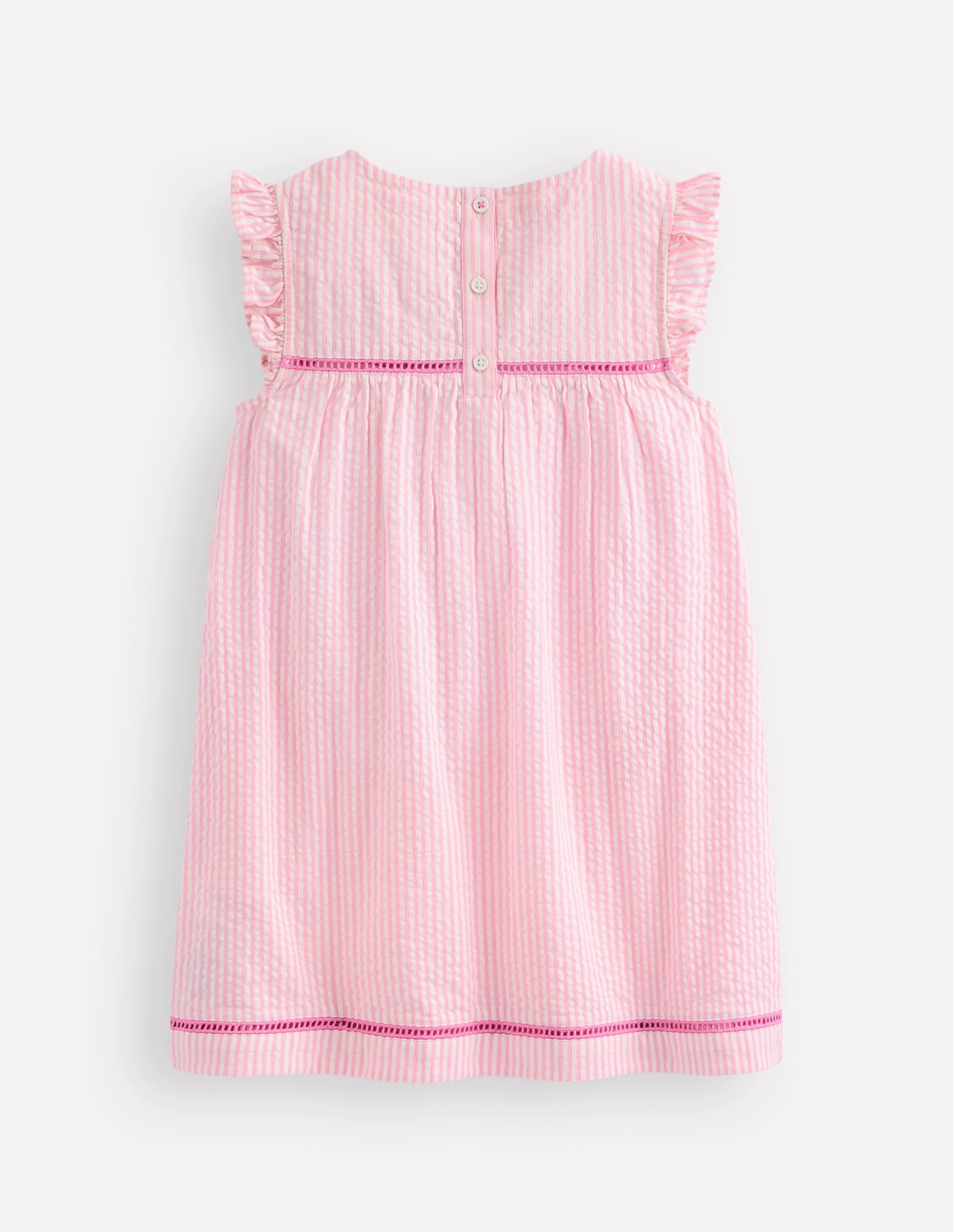 Celia Woven Holiday Dress-Pink Stripe Fruit Silky Surface