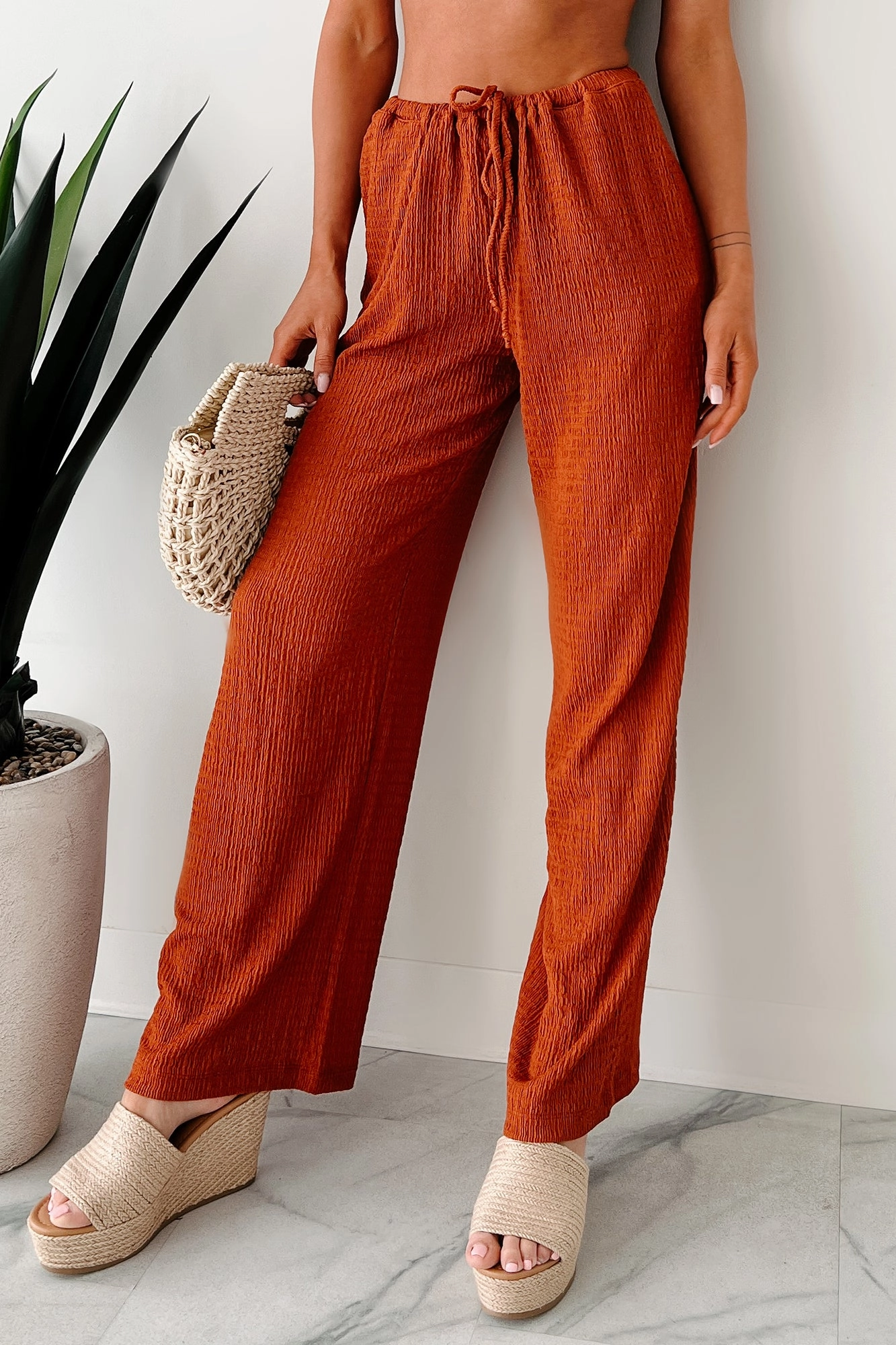 Souls Compass Smocked Drawstring Pants (Baked Clay) Comfy Movement