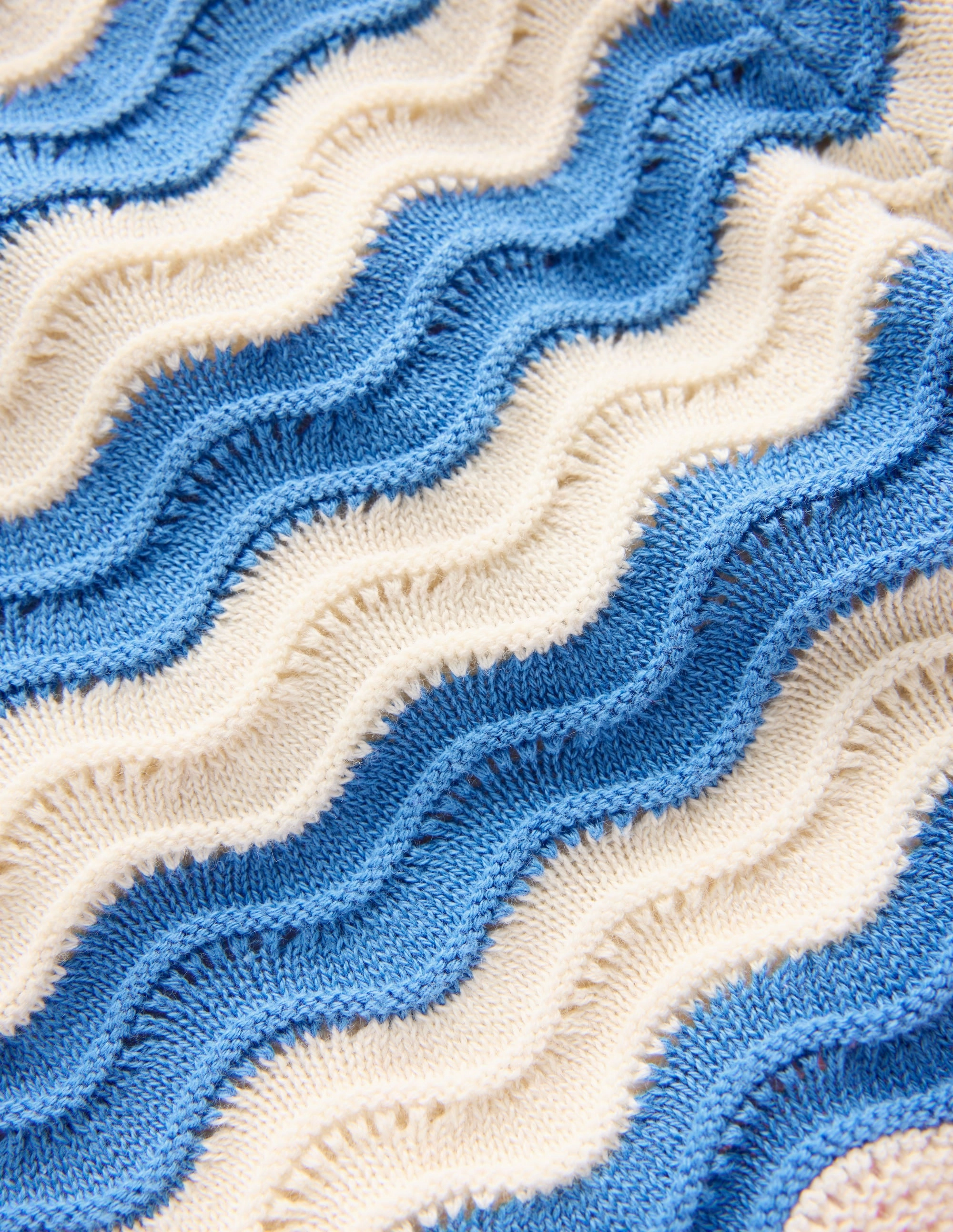 Crochet Knitted Shorts-Blue/ivory Stripe Flexible Gusset Design