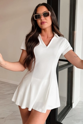 Urban Style Classic Movement Baseline Tennis Dress & Shorts Set (White)