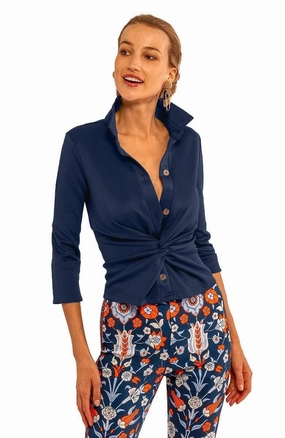 Light Aesthetic Gretchen Scott Twist & Shout Top in Solid Navy