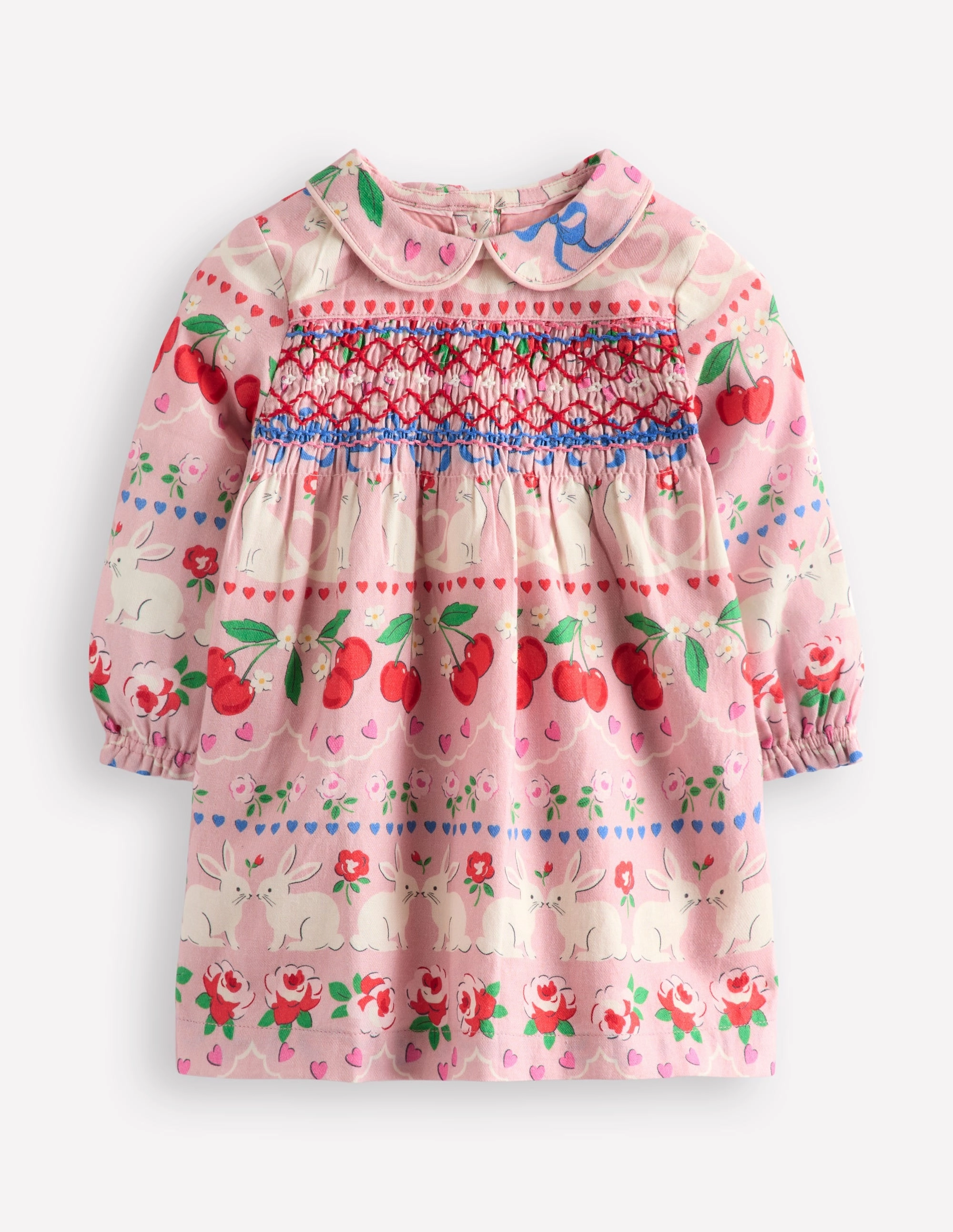 Flattering Fit Woven Party Dress-Pink Valentines Bunnies