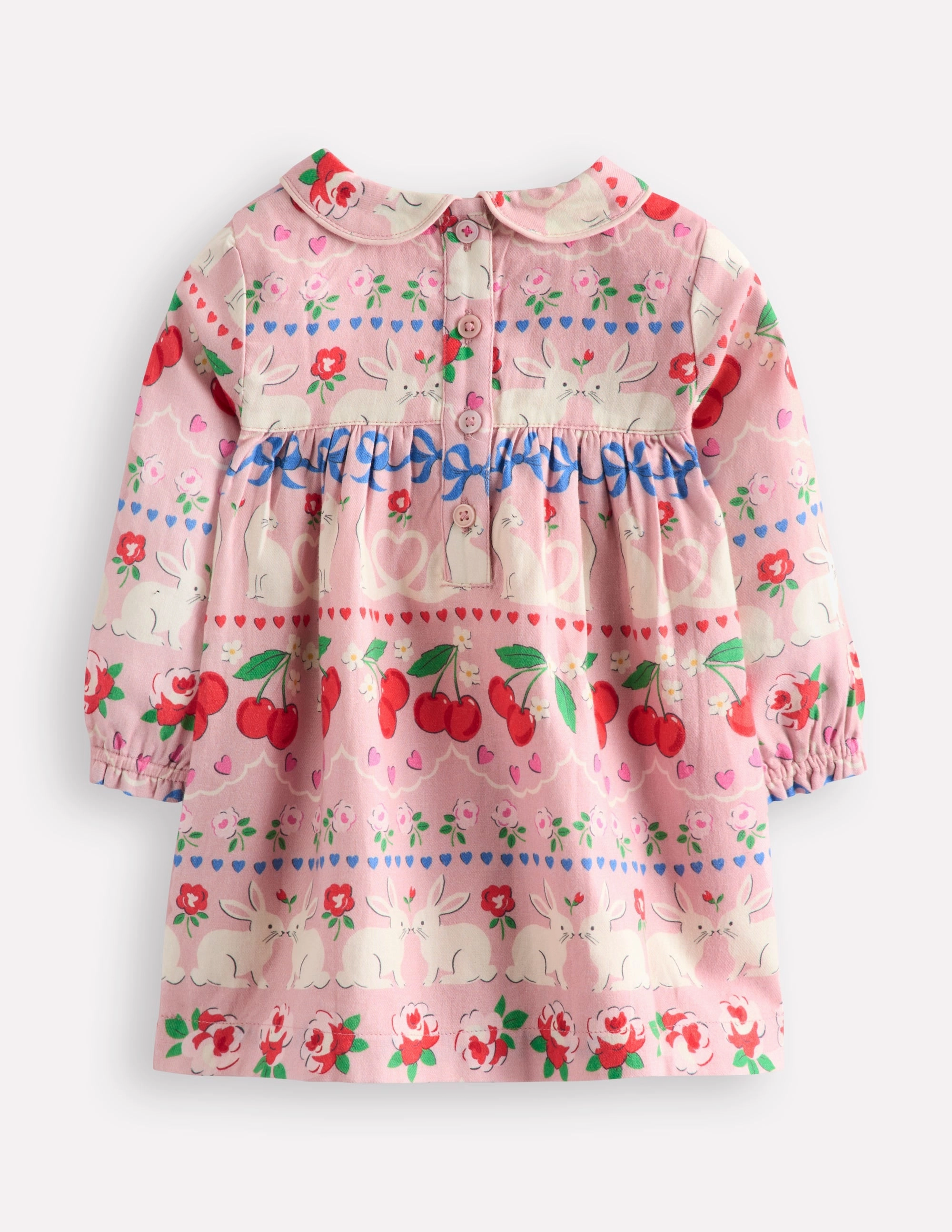 Functional Wear Woven Party Dress-Pink Valentines Bunnies