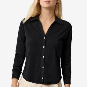 Sustainable Textile Adjustable Collar System Split Collar Button Down Black