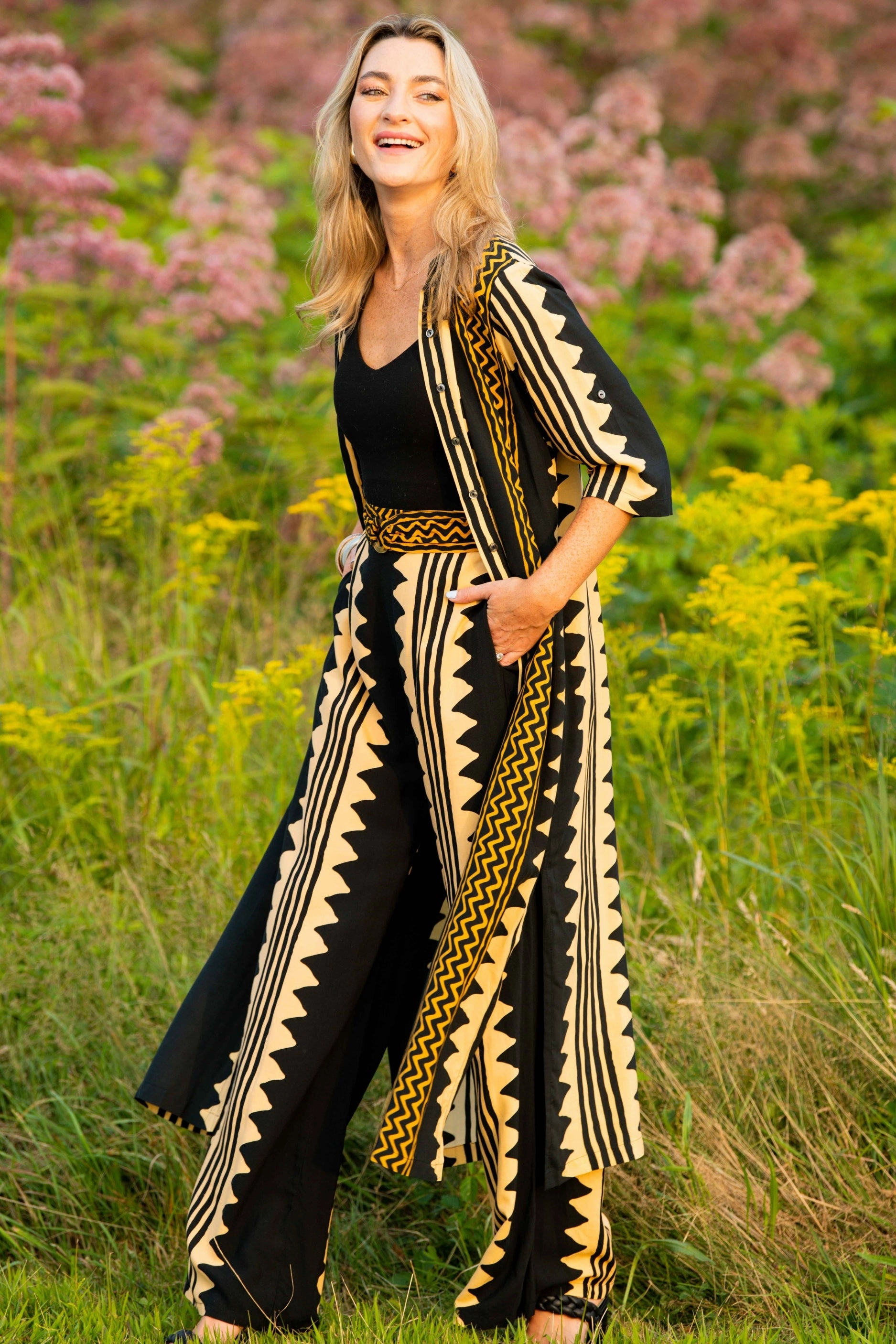 Day Break Dress / Khaki Zig Zag Seasonal Wear