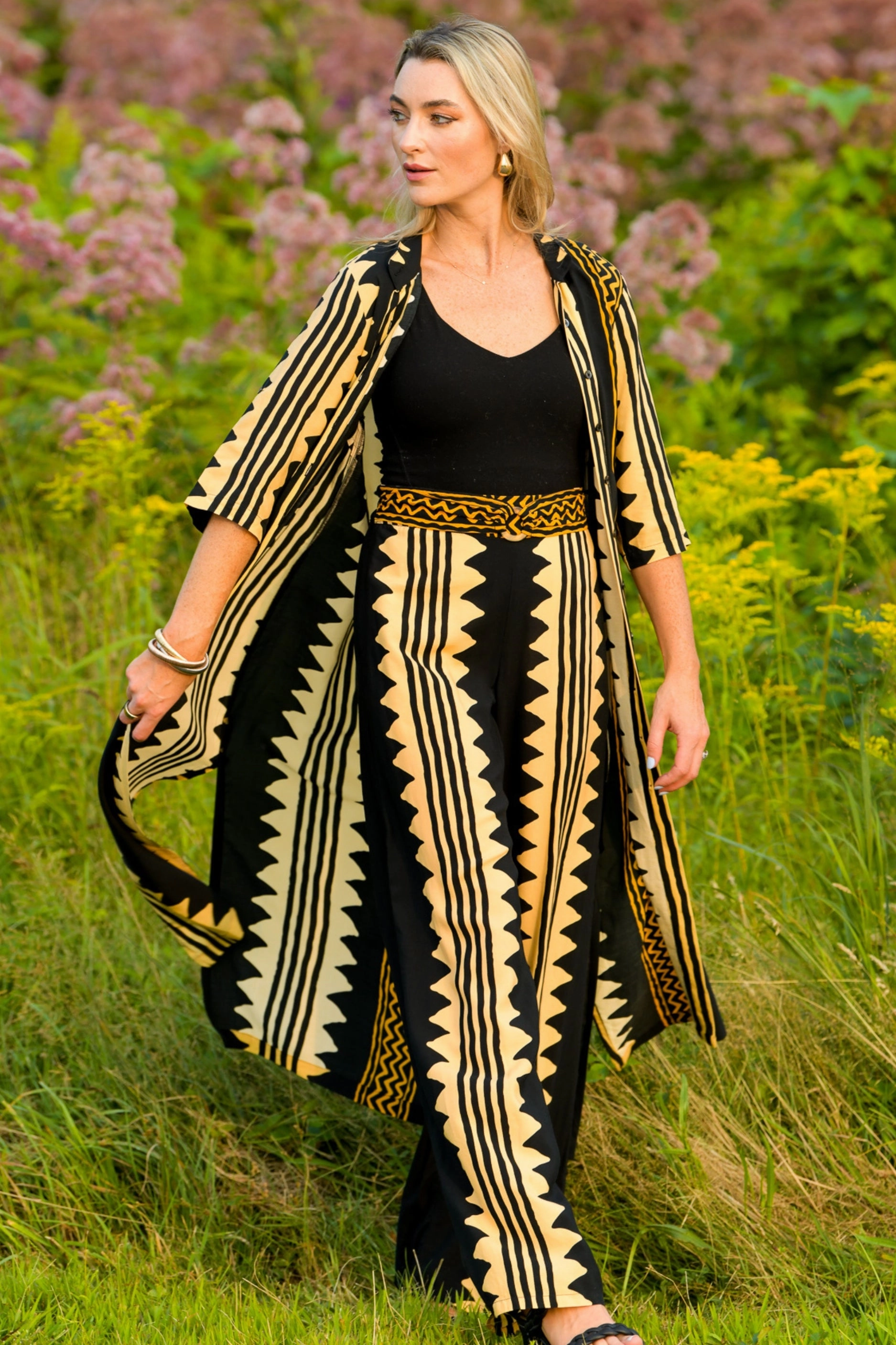 Essential Layer Day Break Dress / Khaki Zig Zag