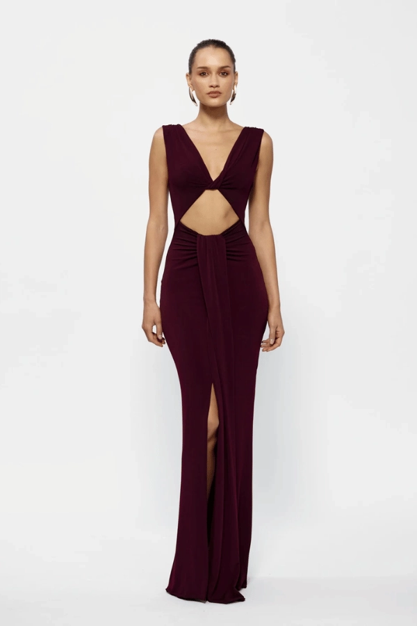 Faith Dress Black Cherry Crisp Look