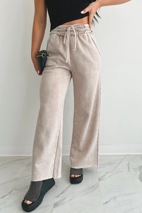 Versatile Waist Relaxing Away Wide Leg Sweatpants (Ash Mocha)
