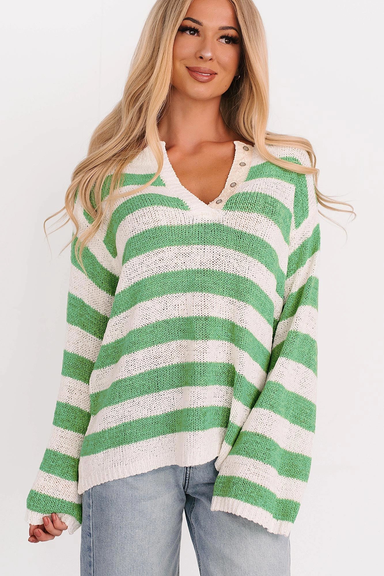 All Dressed Down Striped Knit POL Sweater (Green/Multi) Breathable Tank