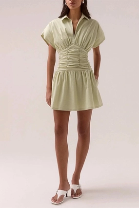 Stellar Mini Dress Aloe Subtle Glow Polished Finish