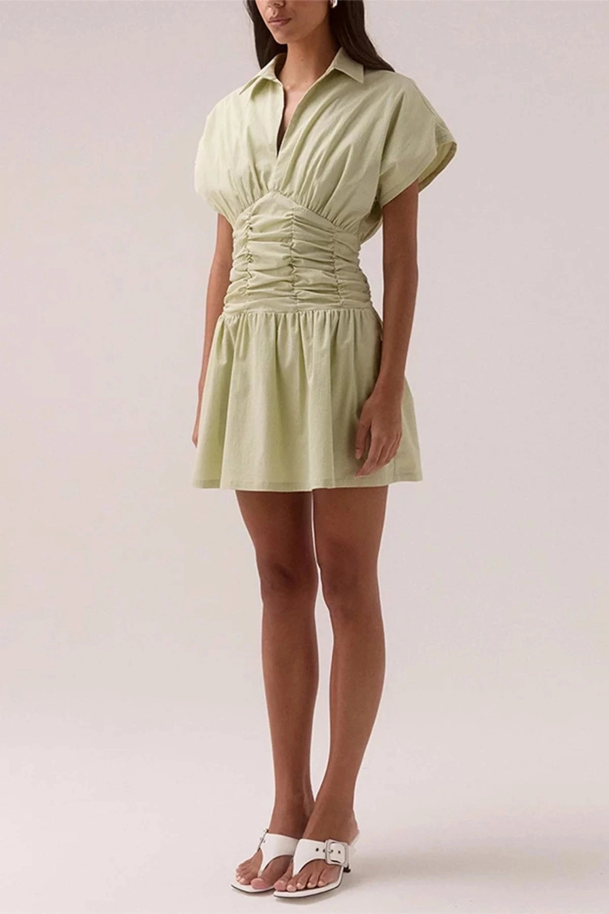 Artisanal-Detail Stellar Mini Dress Aloe