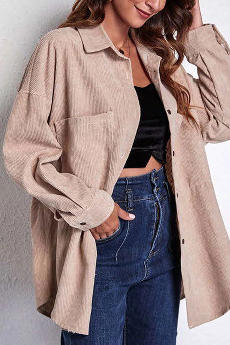 STITCHING POCKETS CORDUROY SHIRT Microfiber Technology