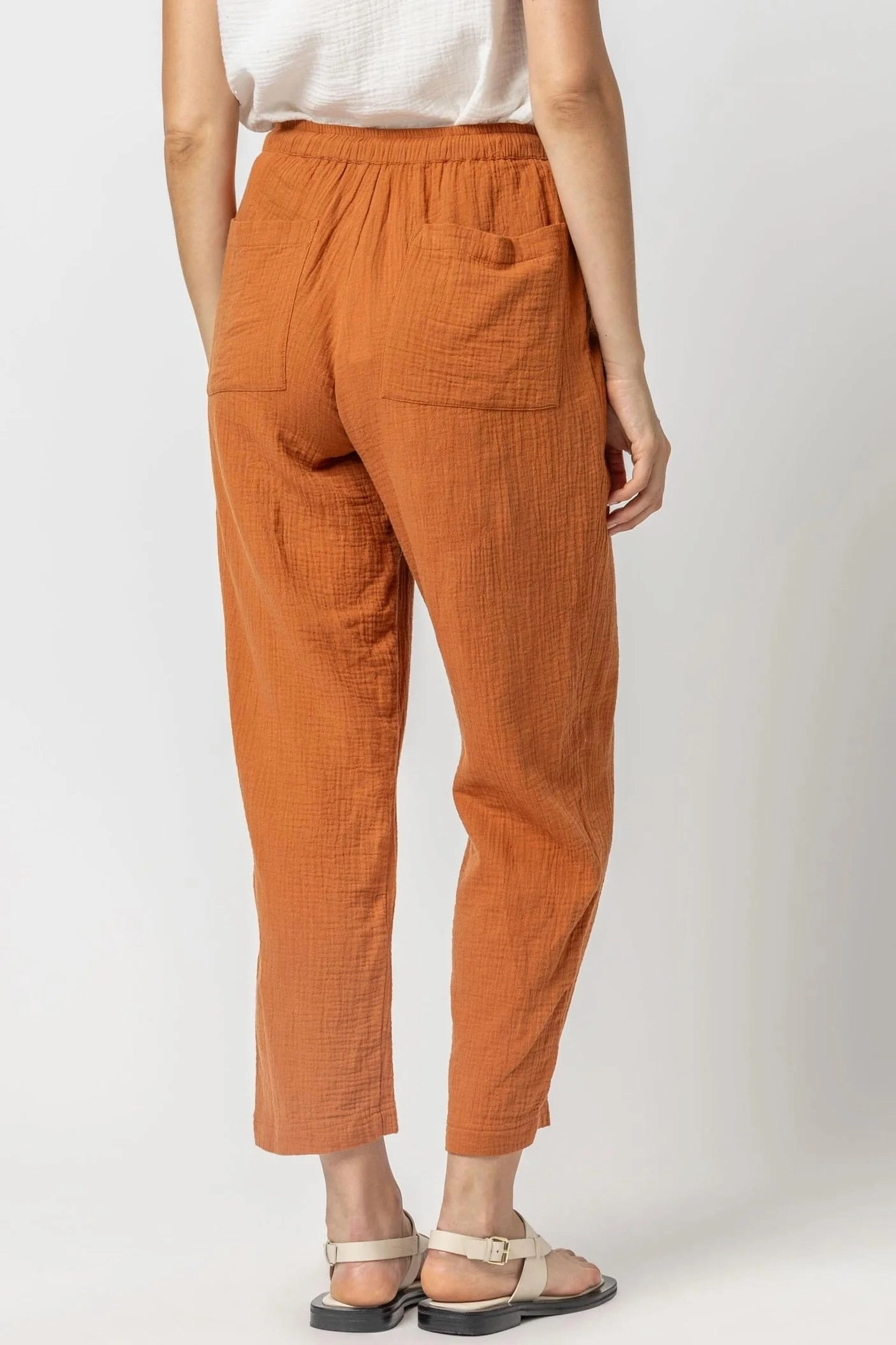 All Purpose Wear Bi Stretch Fabric Straight Leg Gauze Pant Sienna