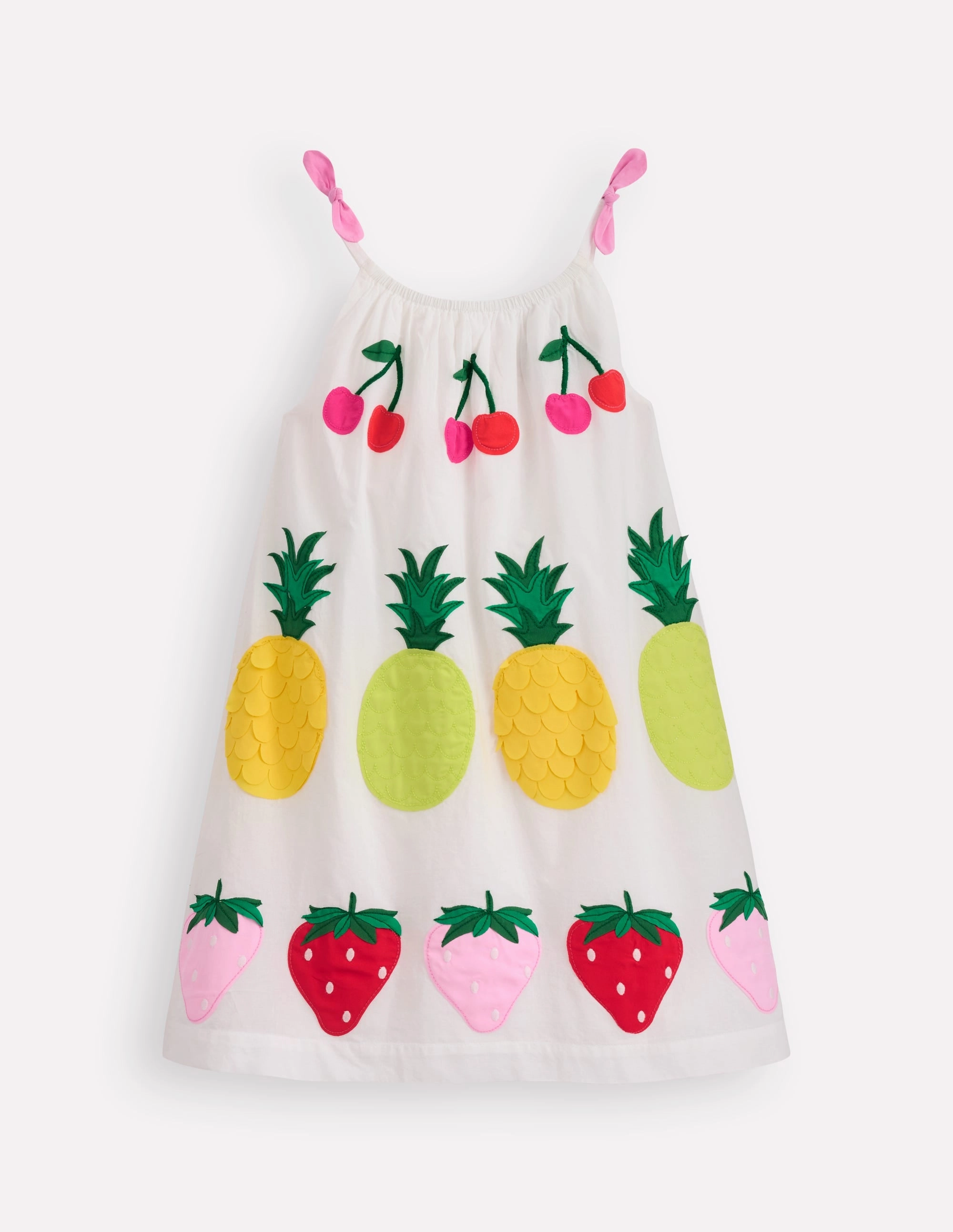 Strappy Appliqu Dress-Soft Ivory Fruit Fashionable Layer Hidden Zipper