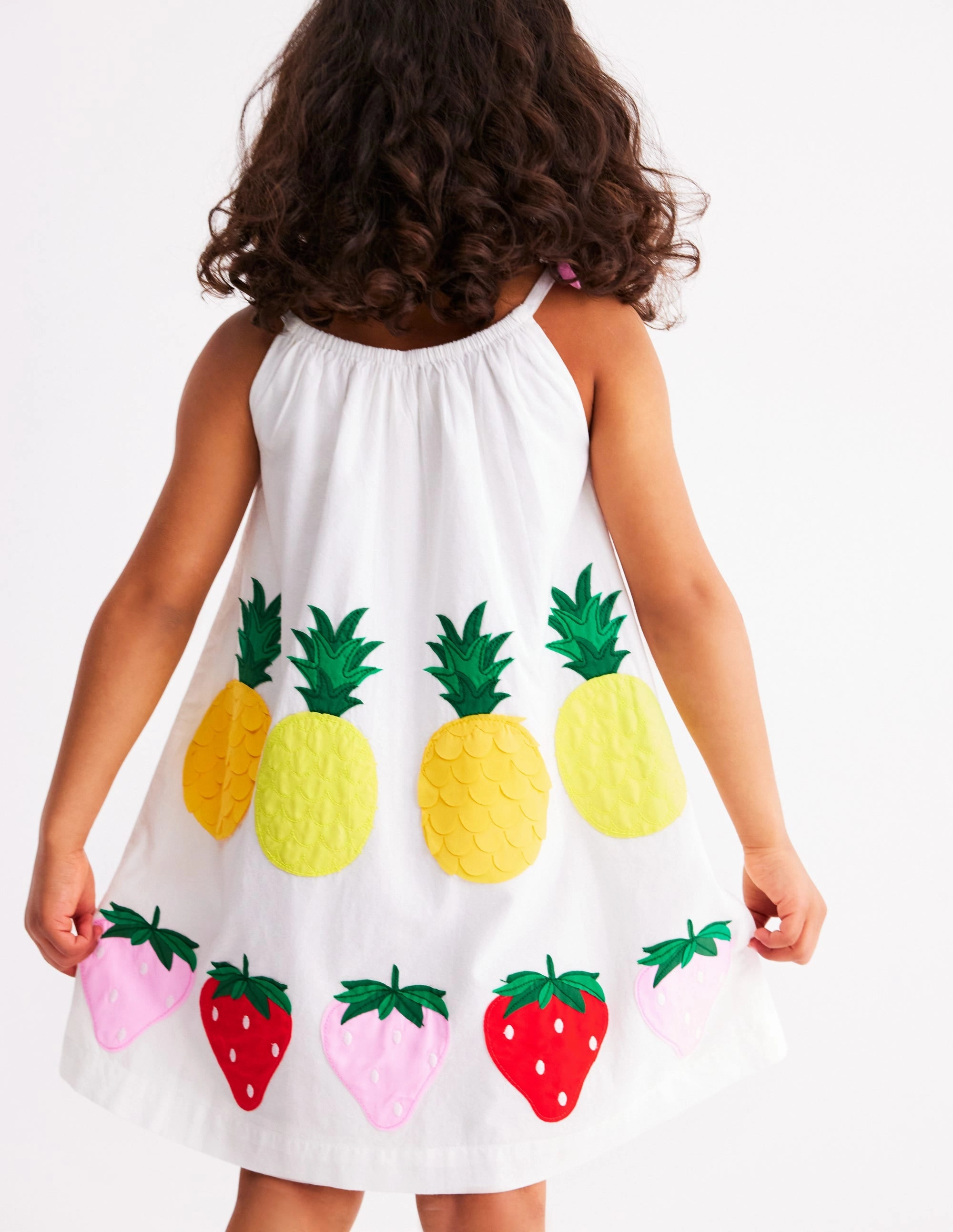 Strappy Appliqu Dress-Soft Ivory Fruit Romance Soul Boat-Neck