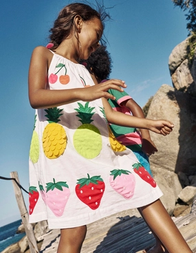Strappy Appliqu Dress-Soft Ivory Fruit Daily Essential