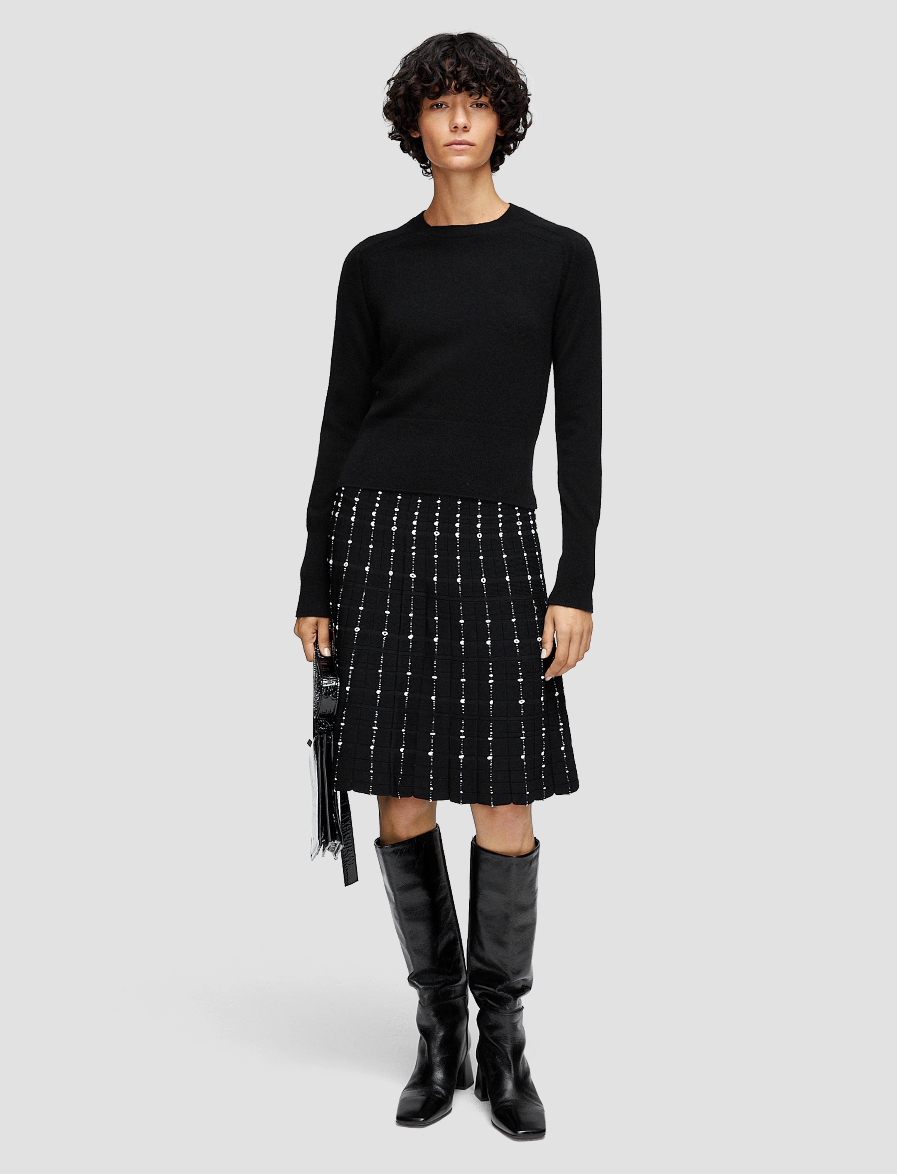 Day Wear Fragmented Stripes Knee Length Skirt