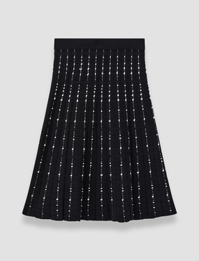 Fragmented Stripes Knee Length Skirt Breathable Material