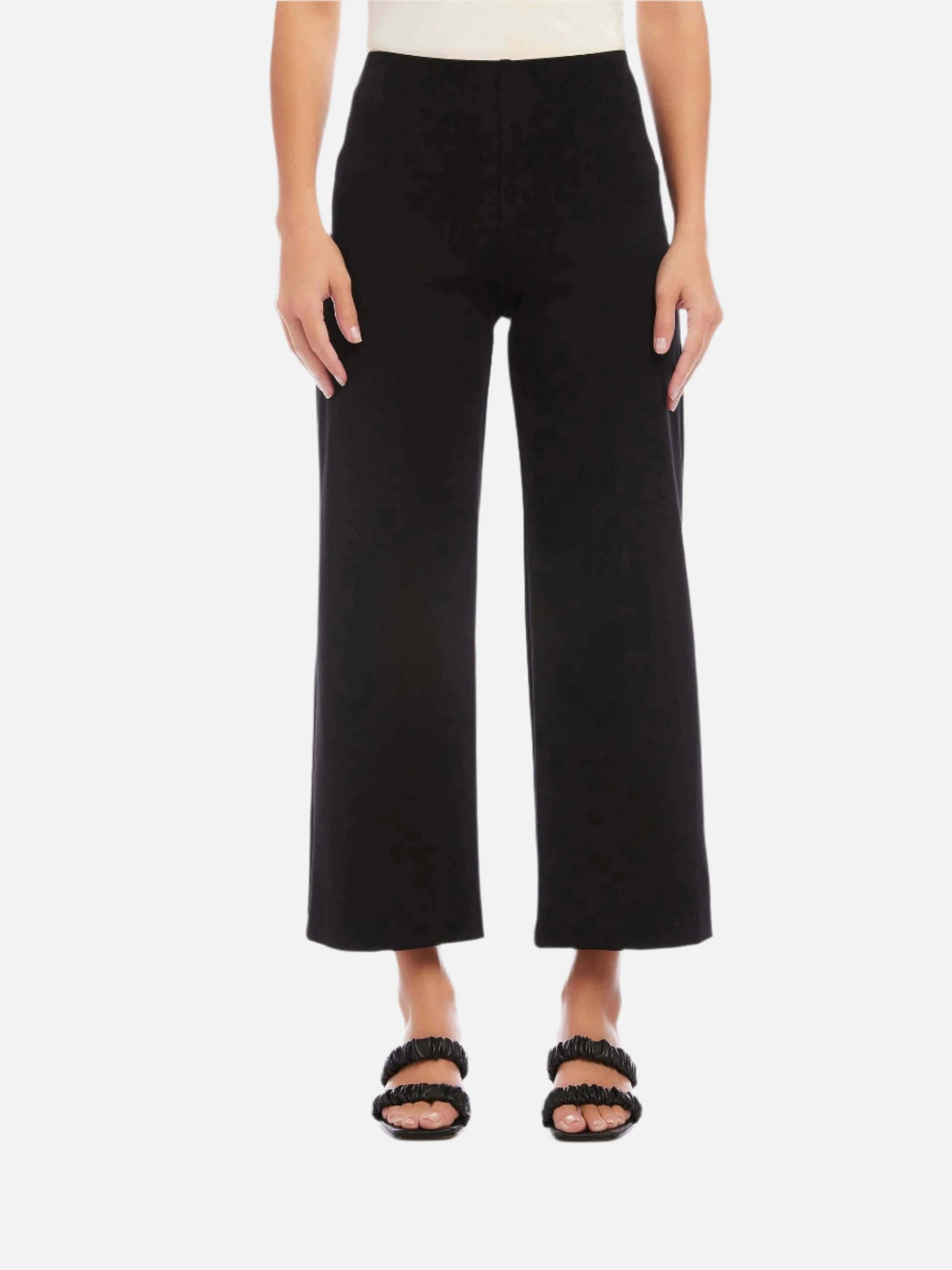Wide Leg Cropped Pants Black ThermalRegulatingLining