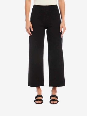 Wide Leg Cropped Pants Black ThermalRegulatingLining