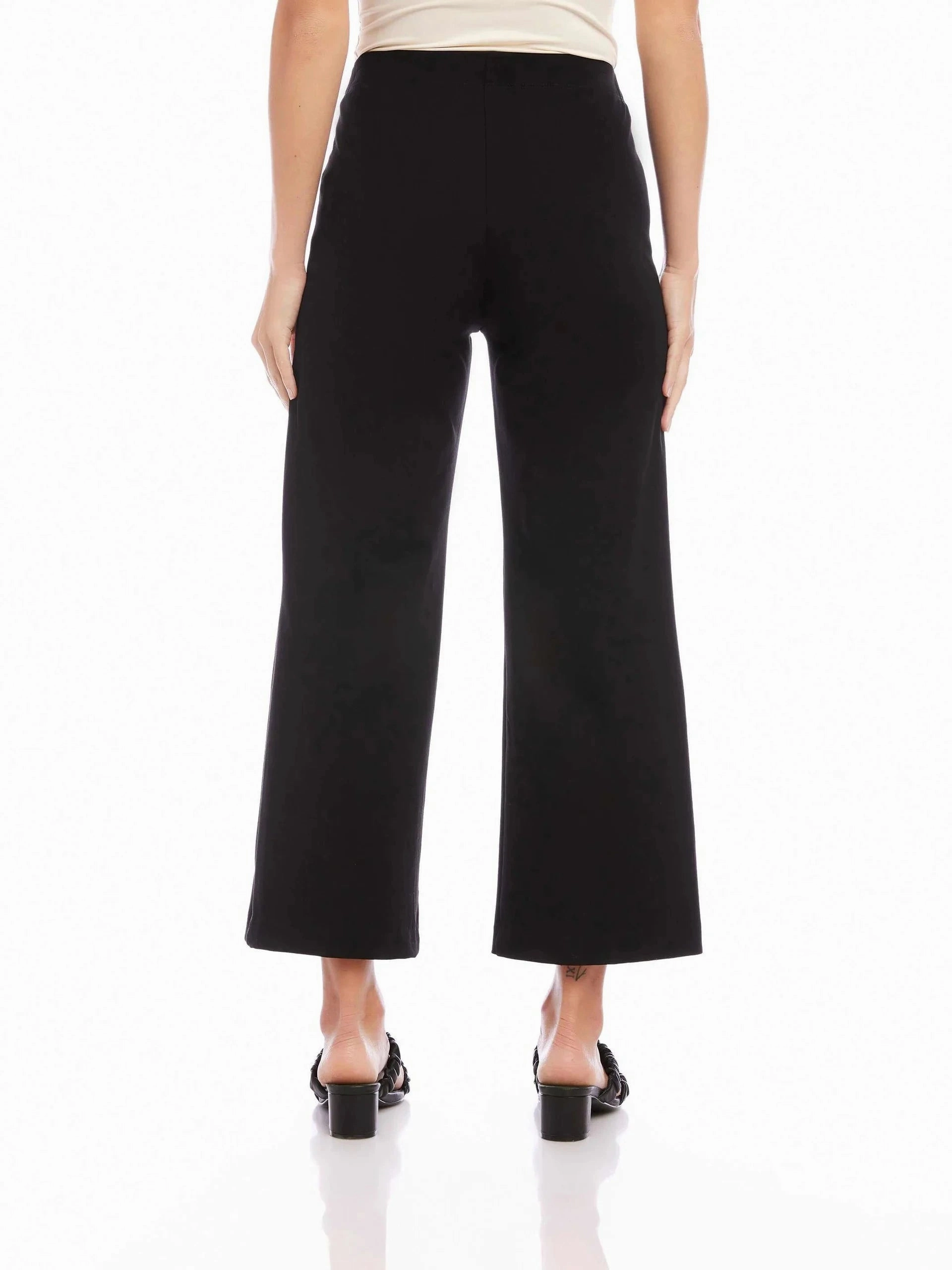 Smart Style Fashion Comfort Wear Wide Leg Cropped Pants Black