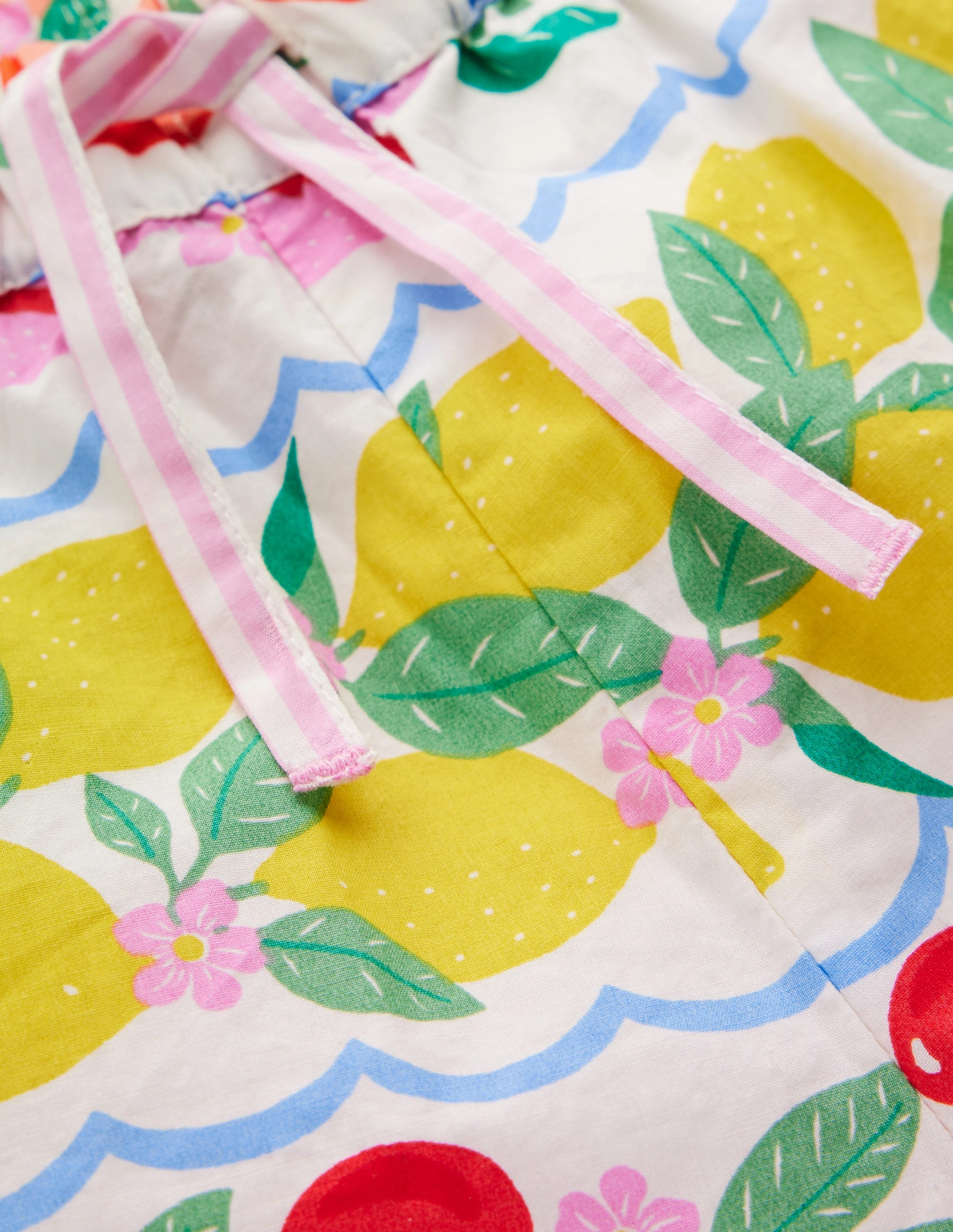 hang dry Juniper Woven Frill Shorts-Rainbow Fruit Stripe