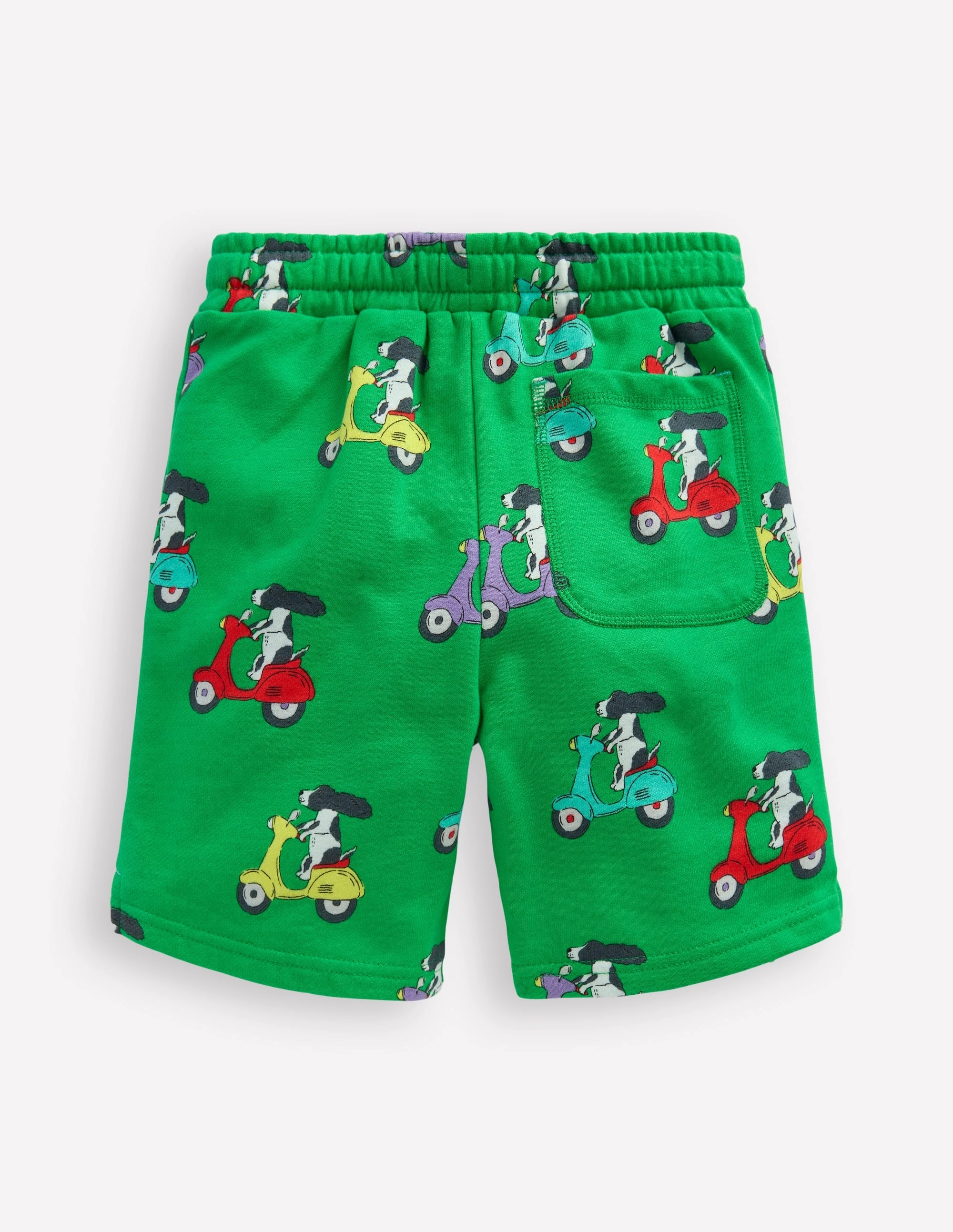 Printed Shorts-Sapling Green Puppy Scooter Dance wear Multi Directional Flex Zones