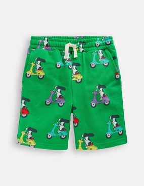 Ergonomic Pattern Cutting Urban Comfort Printed Shorts-Sapling Green Puppy Scooter