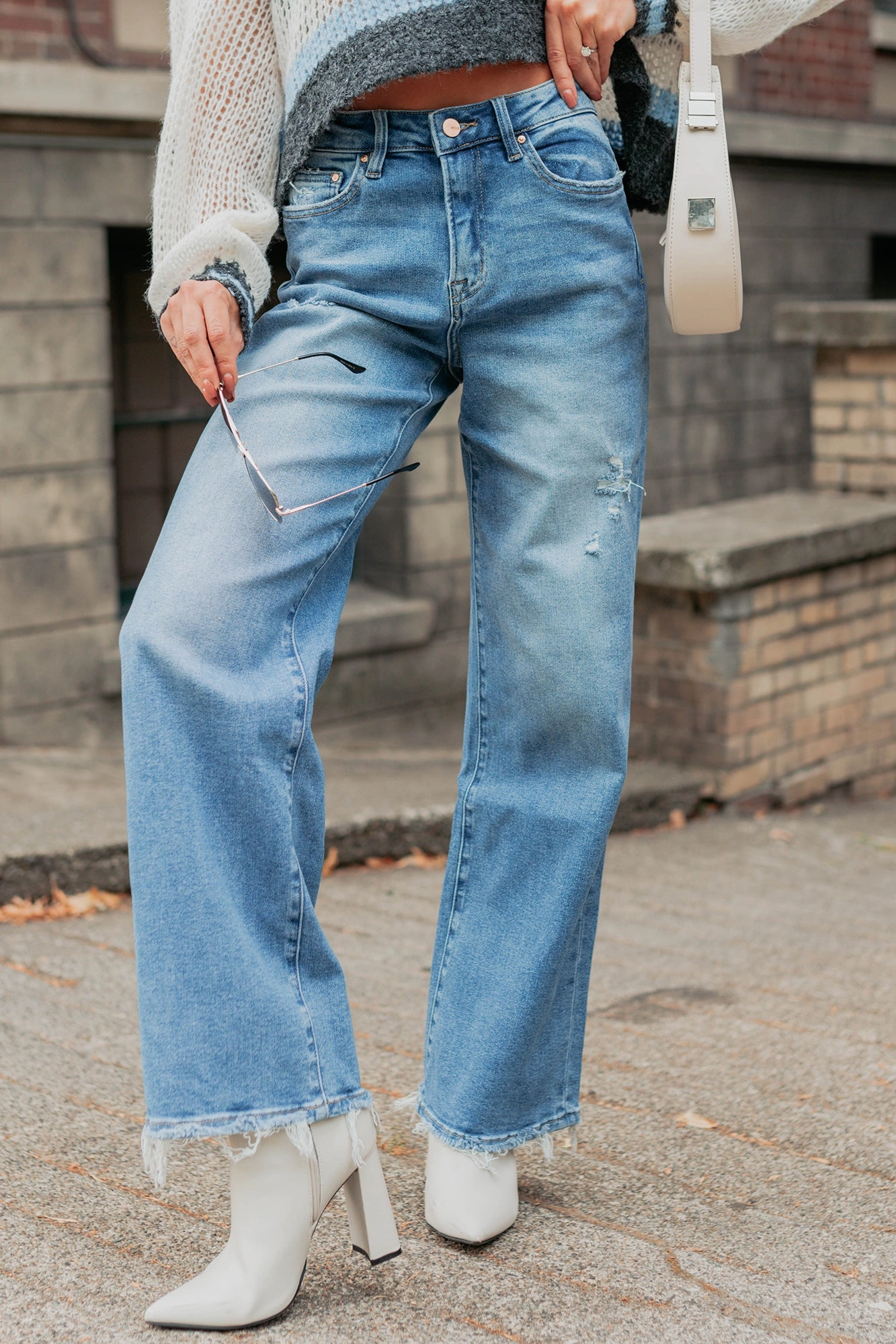 Zari High Rise Straight Leg Mica Denim Jeans (Medium) CompressionSupport