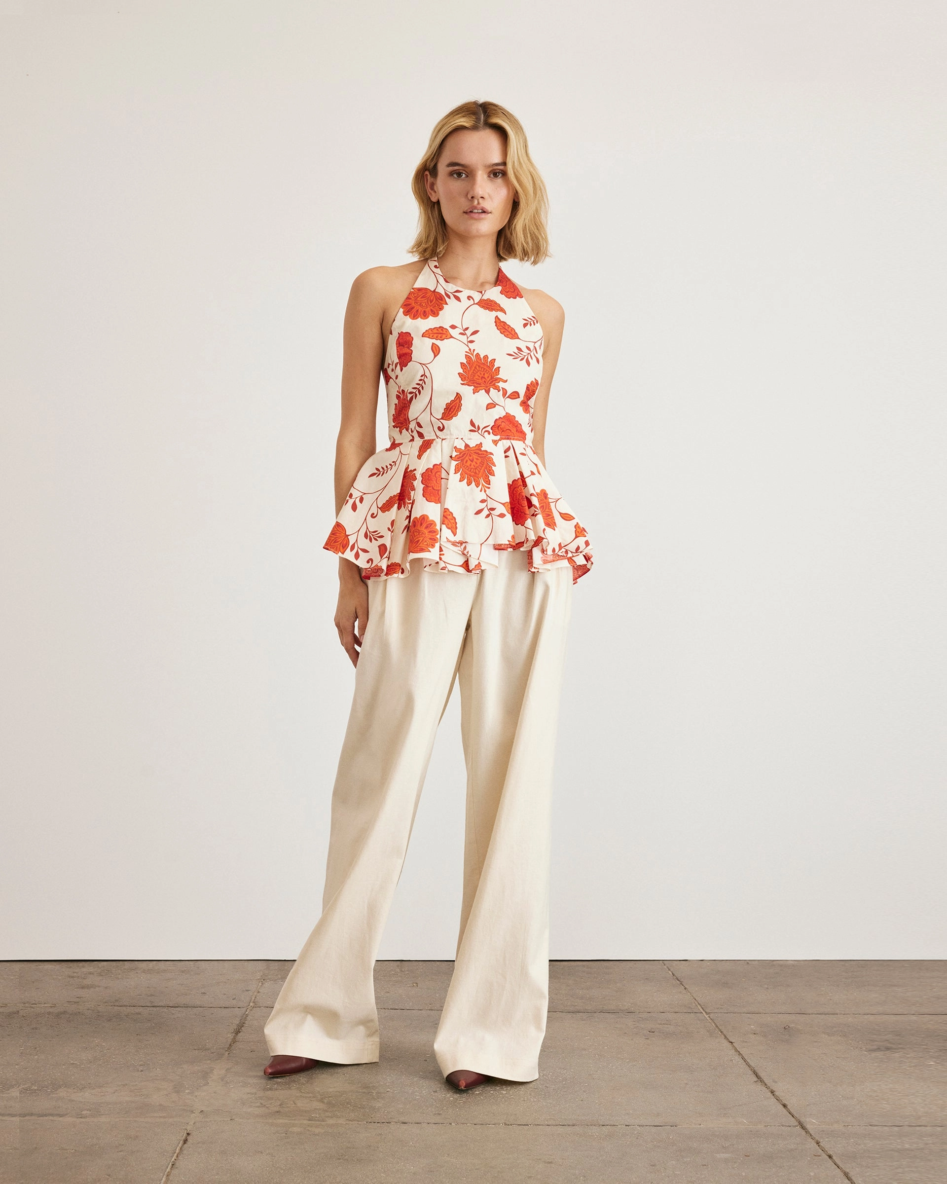 GarmentWashed Texture High Neckline Celeste Top