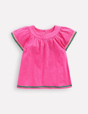 Sporty Design Trim Detail Pretty Top-Sorbet Pink