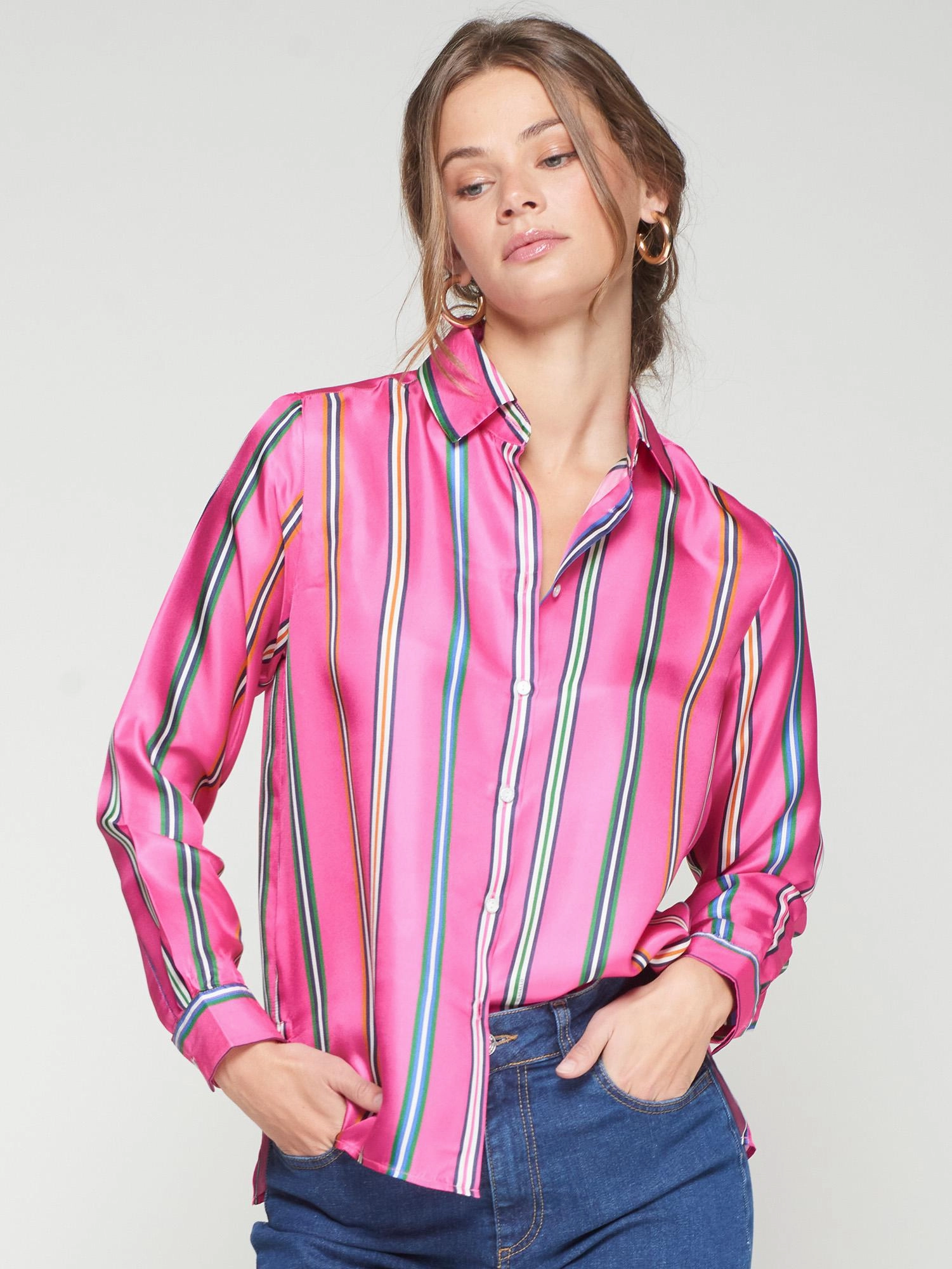 Soft Touch Texture ButtonDownCollar STRIPE BUTTON DOWN