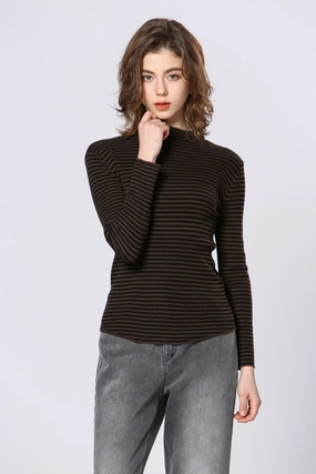 STRIPE LONG SLEEVE SHIRT Low Profile Waistband Integration ContrastTipping