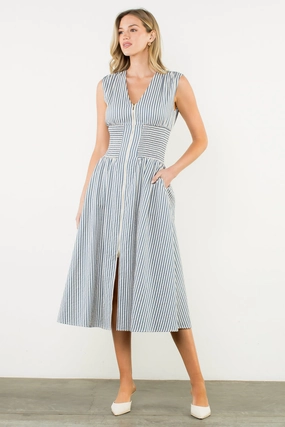 STRIPE ZIP FRONT DRESS Confident Touch