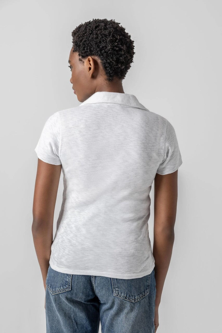 Striped Polo Tee White Summer Dress Odor Resistant Material