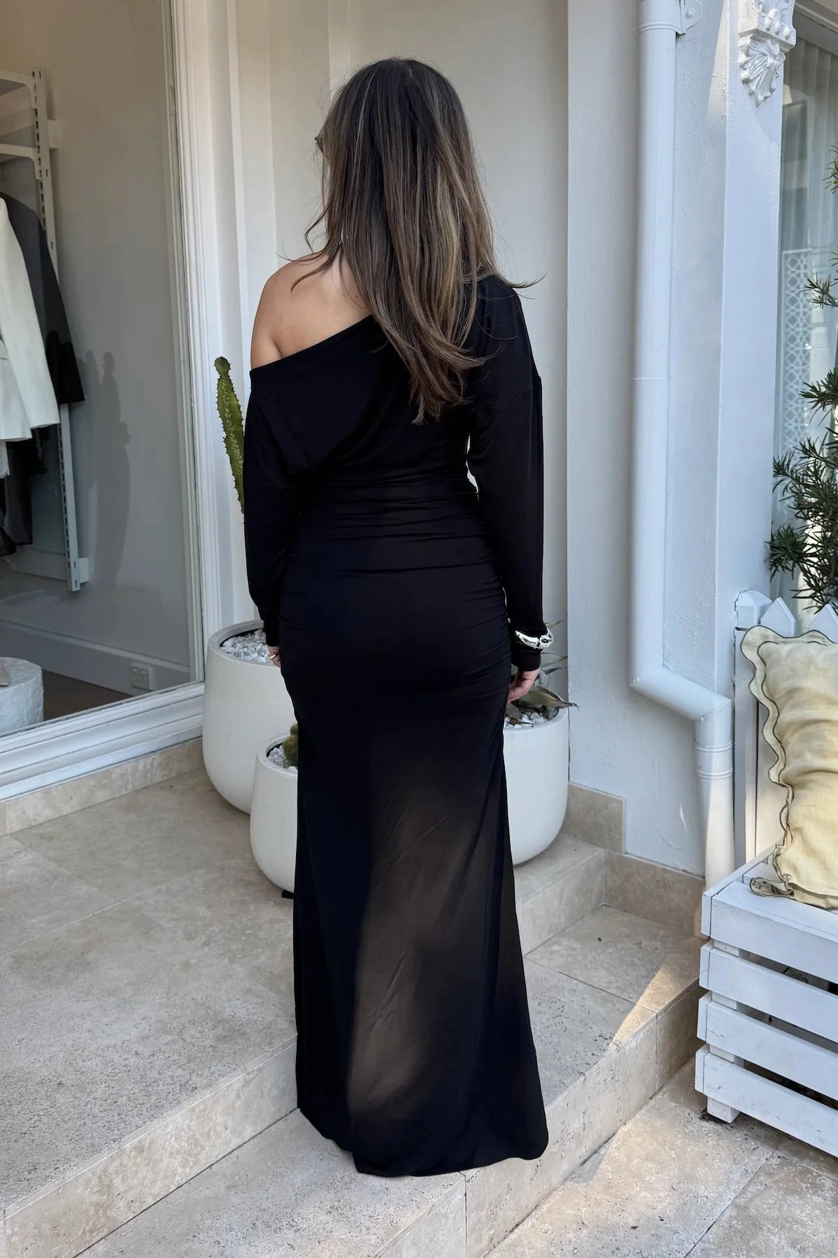 Dee Maxi Dress Black Texture Flow