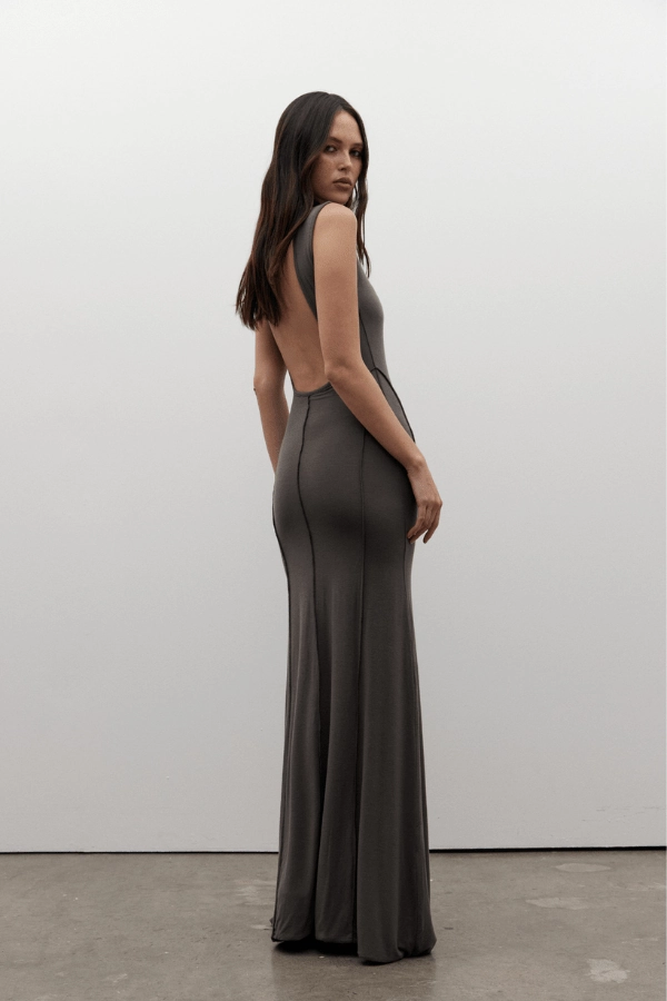 Quiet Glow Mae Maxi Dress Smoke
