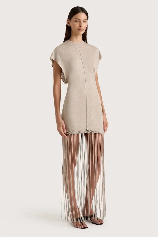 Pure Piece Ines Fringe Dress Oatmeal