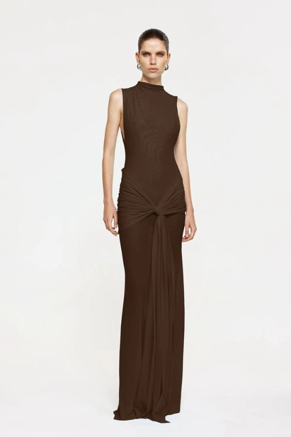 Roza Maxi Dress Chocolate Clean Style