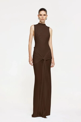 Roza Maxi Dress Chocolate Clean Style