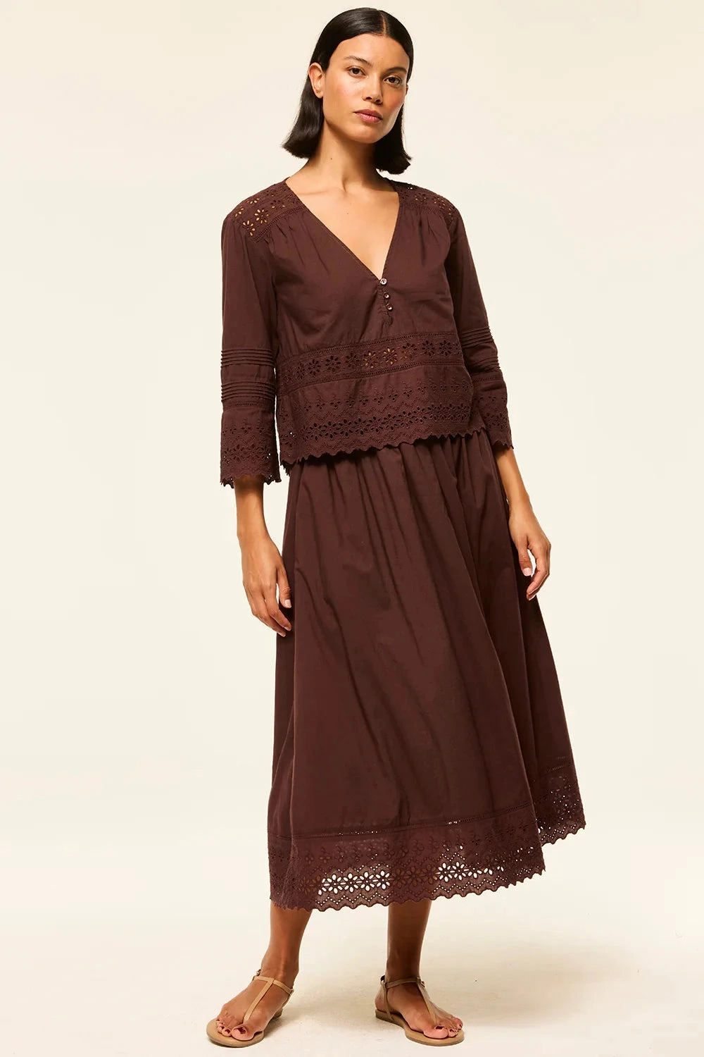 Gym Wear WaterResistant Arlet Top Brown Eyelet