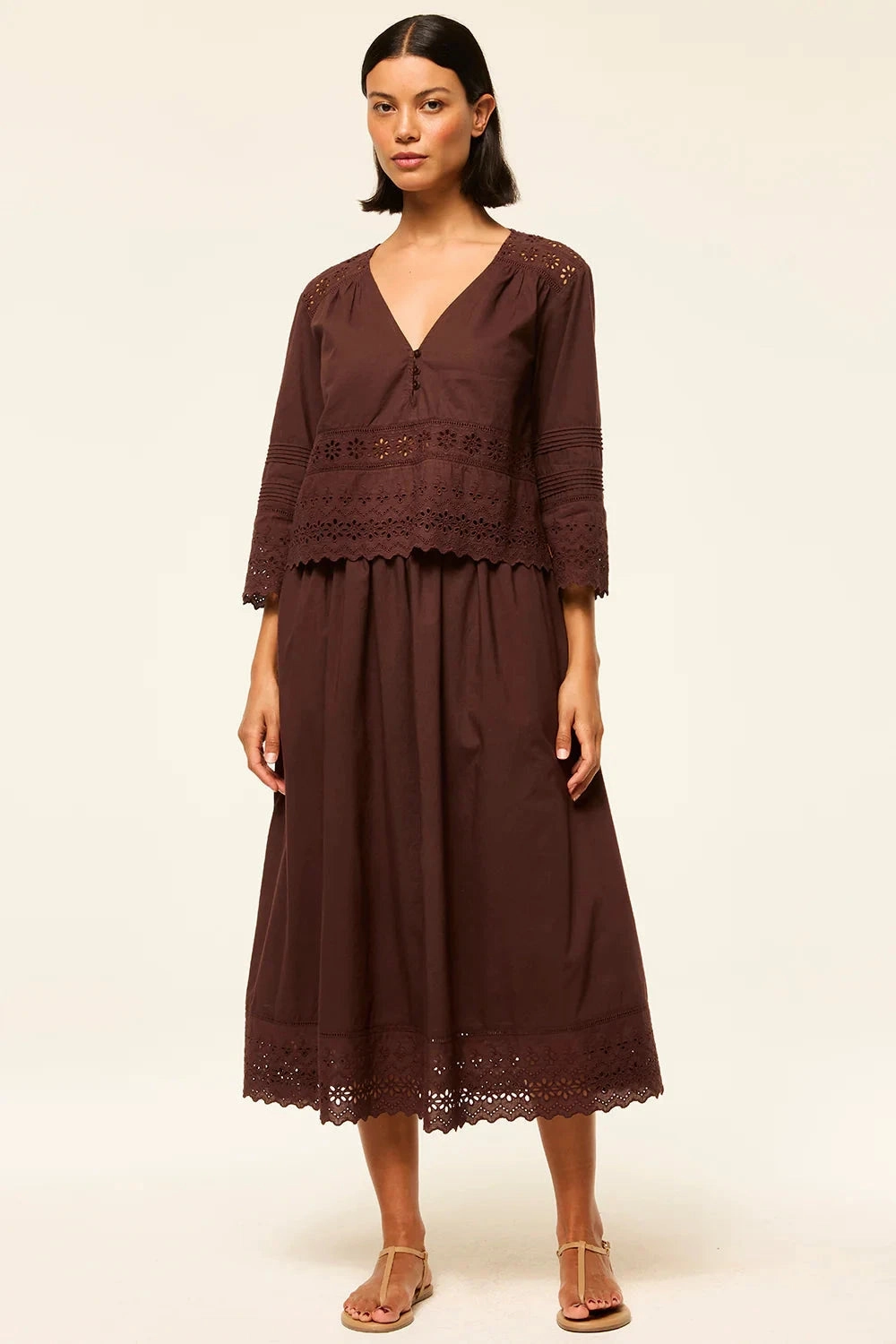 Arlet Top Brown Eyelet Cozy Wear Hypoallergenic fabric