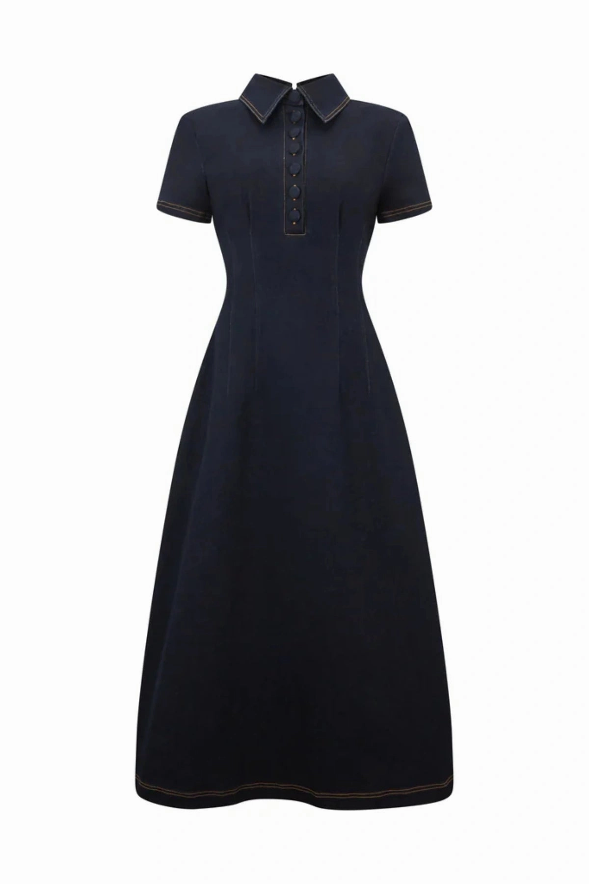 Light material Polished Wear The Ultimate Muse Denim Collared Midi Dress Blue