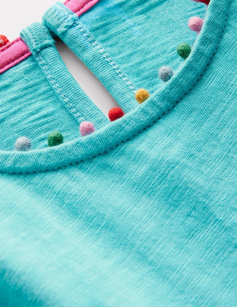 Perfect Comfort Wear Ali Pom Trim Jersey Dress-Caribbean Blue