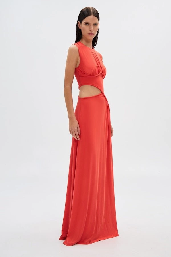 The 'Sierra' Jersey Gown Tomato Red Chic Fit Wear