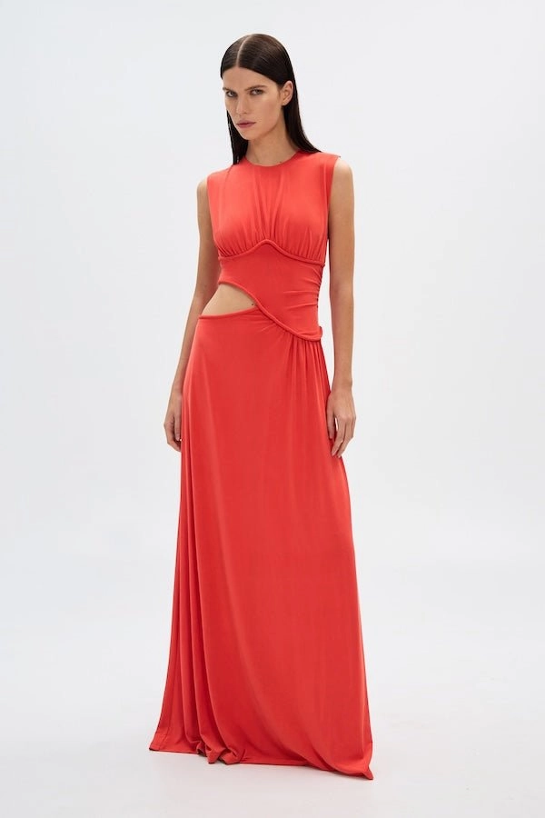 Easy Layering Piece Lounge Feel The 'Sierra' Jersey Gown Tomato Red