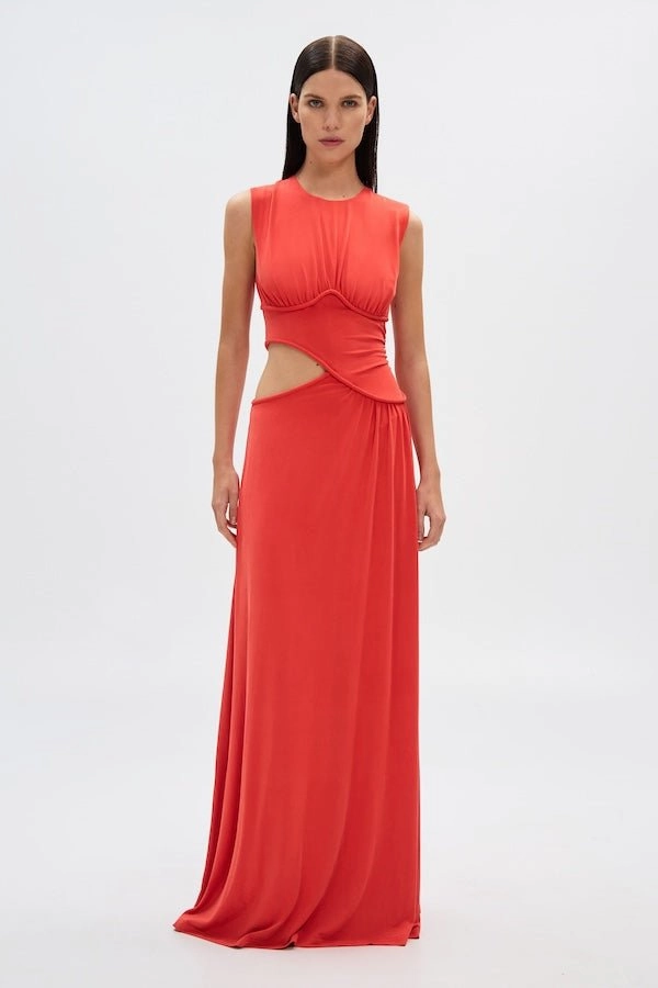 Lightweight-Structure Lazy Pick The 'Sierra' Jersey Gown Tomato Red