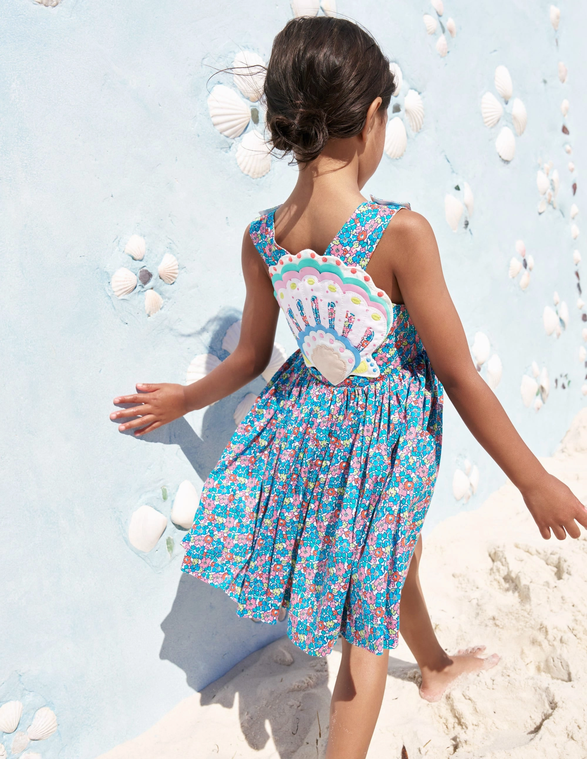 Zadie Applique Back Dress-Multi Flowerbed Shell Pink Glow