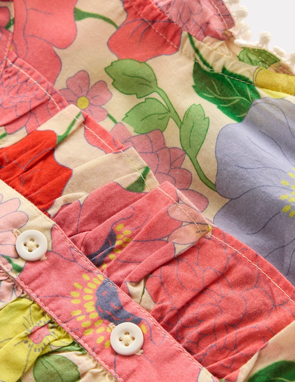 Chic Design Urban Mood Button Through Ruffle Playsuit-Multi Summer Garden