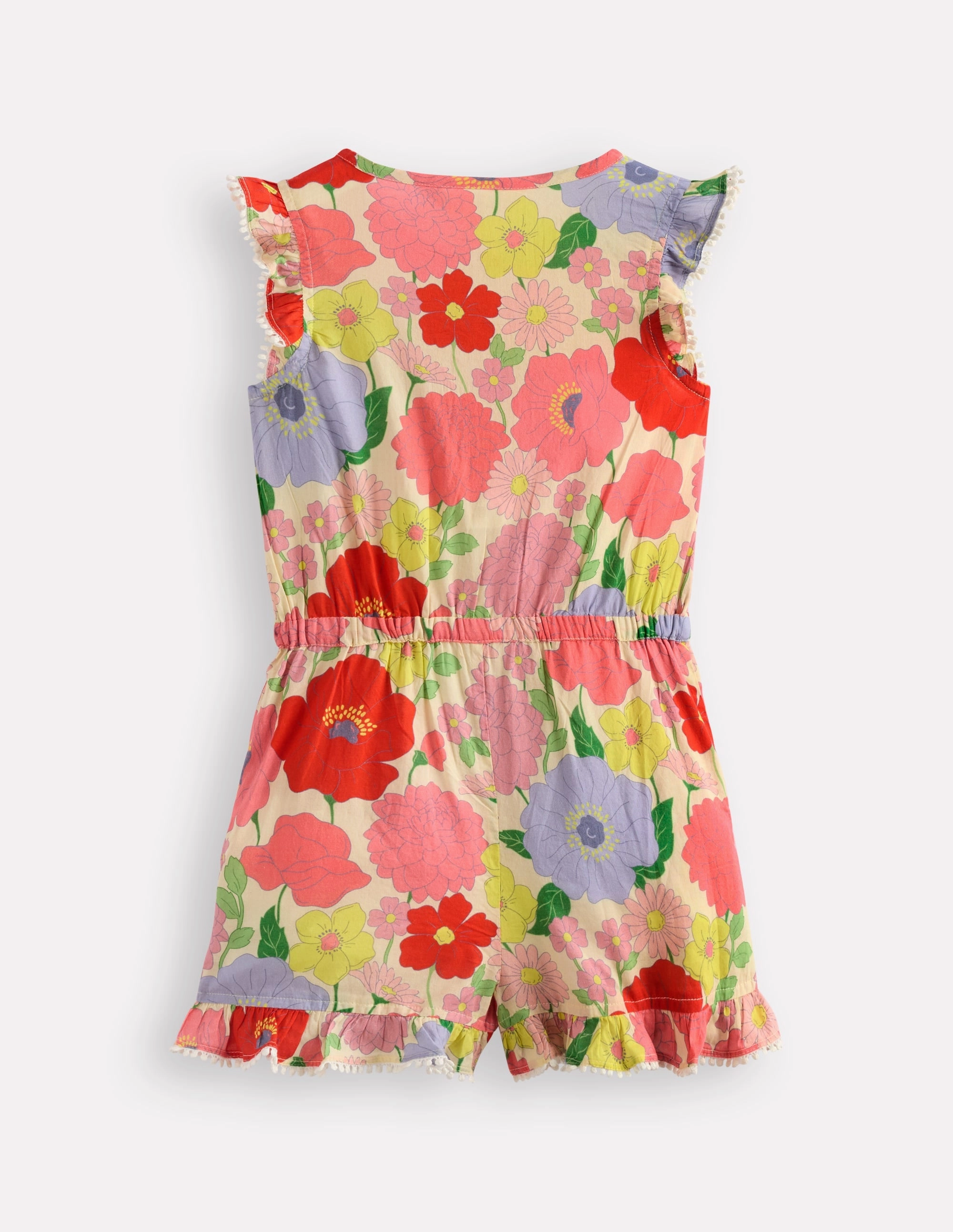 Polished Appearance Button Through Ruffle Playsuit-Multi Summer Garden